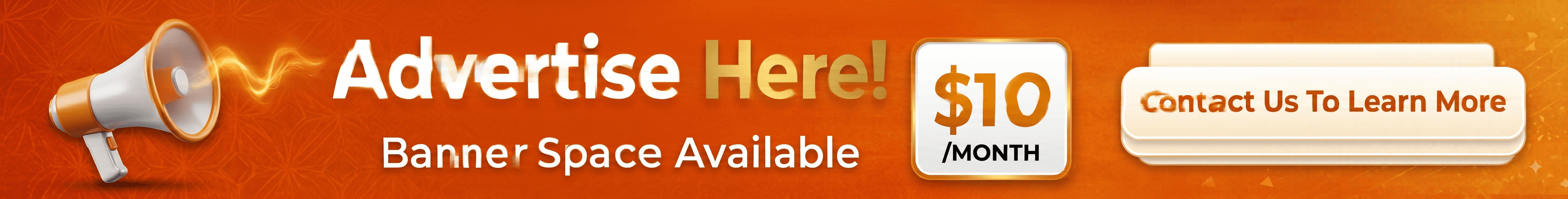 Advertise Here - Banner Space Available $10/month - Contact Us To Learn More